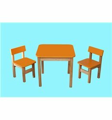 Эко набор Стол деревянный оранжевый и 2 стульчика