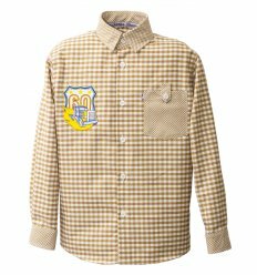 Рубашка Frantolino 1101-1 для мальчика с длинным рукавом коричневая в клетку