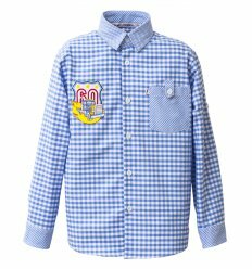 Рубашка Frantolinо 1101-2 для мальчика с длинным рукавом голубая в клетку